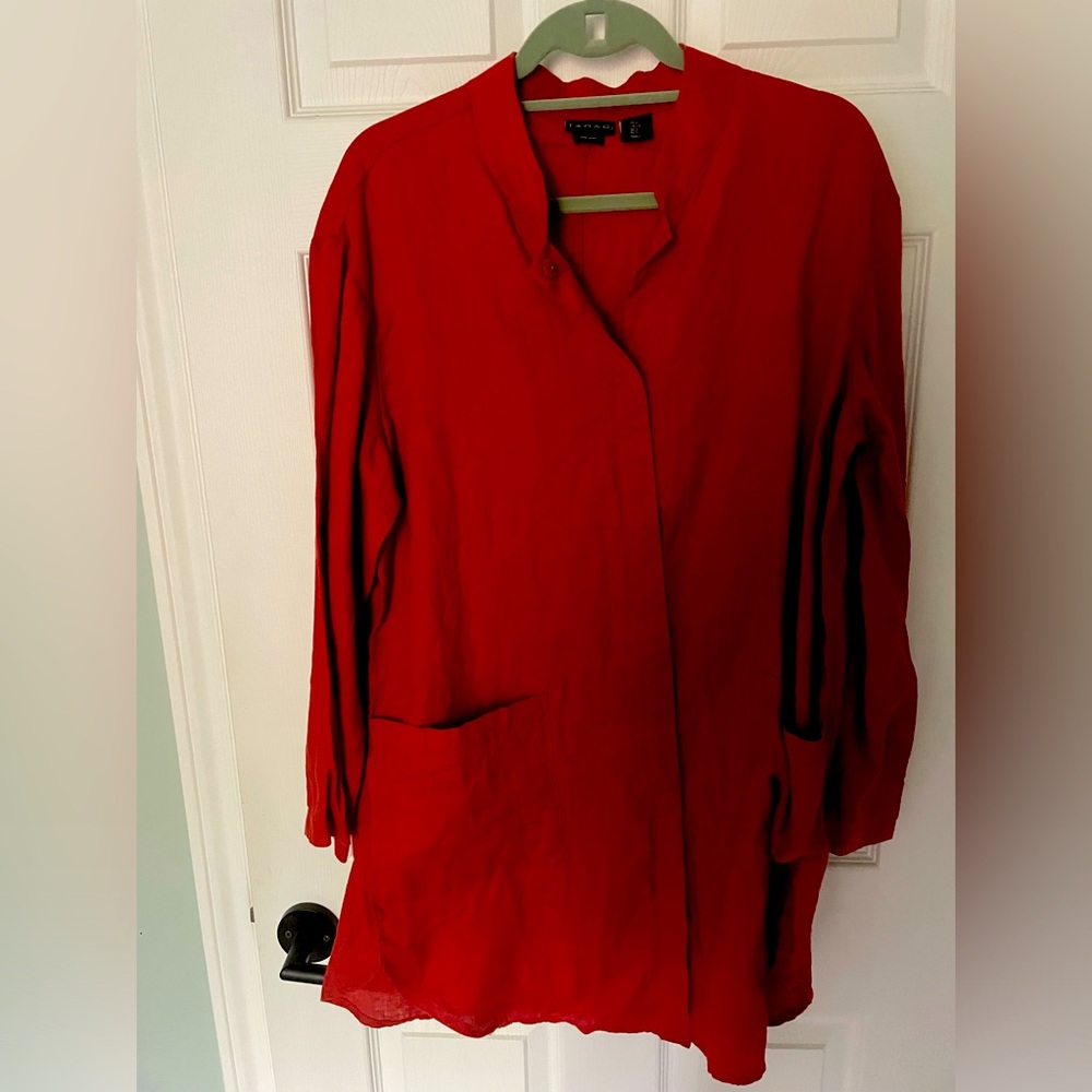 Tahari Linen Tunic w/Nehru collar NWOT